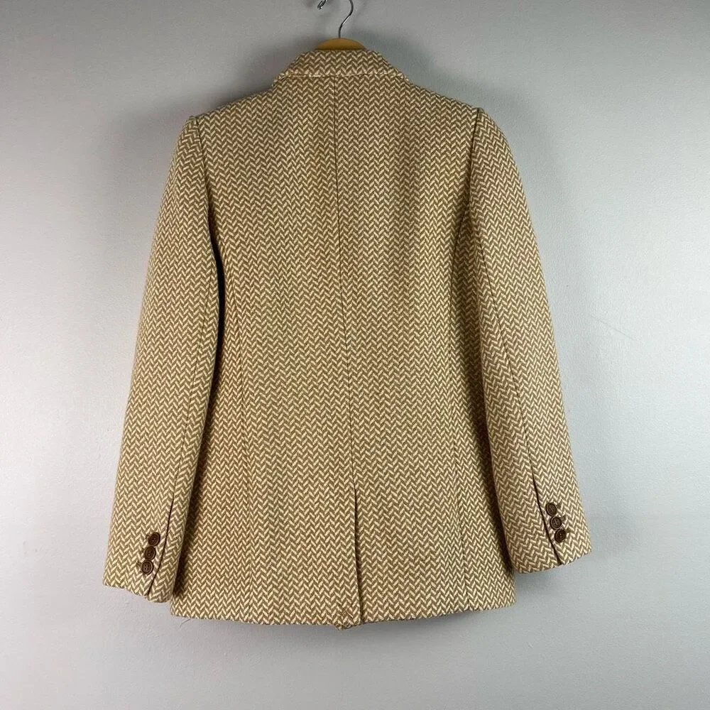 ANINE BING Fishbone Herringbone Pattern Blazer Jacket